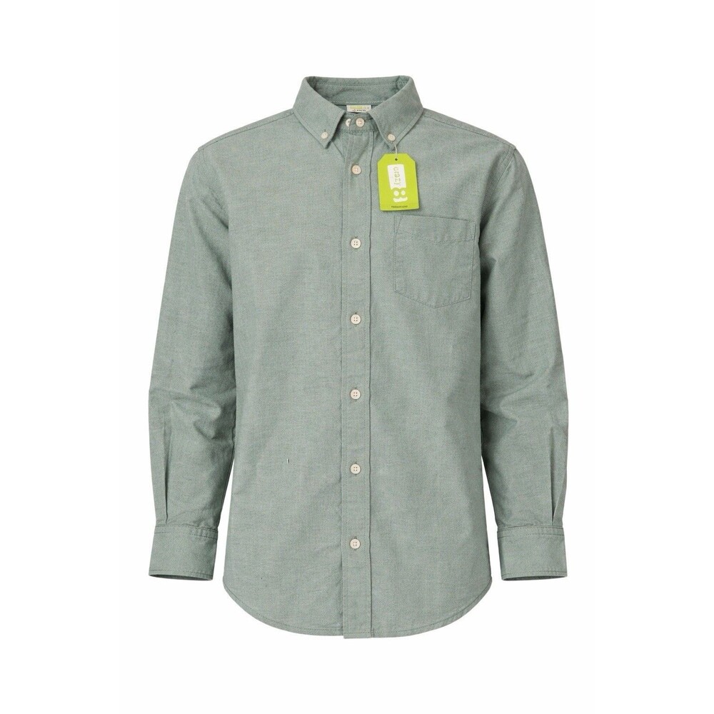 Crazy 8 Boys L 10-12 Green Solid Button-Down Long Sleeve Cotton Shirt Pockets